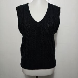 Haute Monde Black Cable Knit Sweater Vest – Size Large